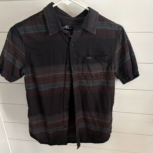 Boys O'Neill Black and Brown Striped Button Down Shirt